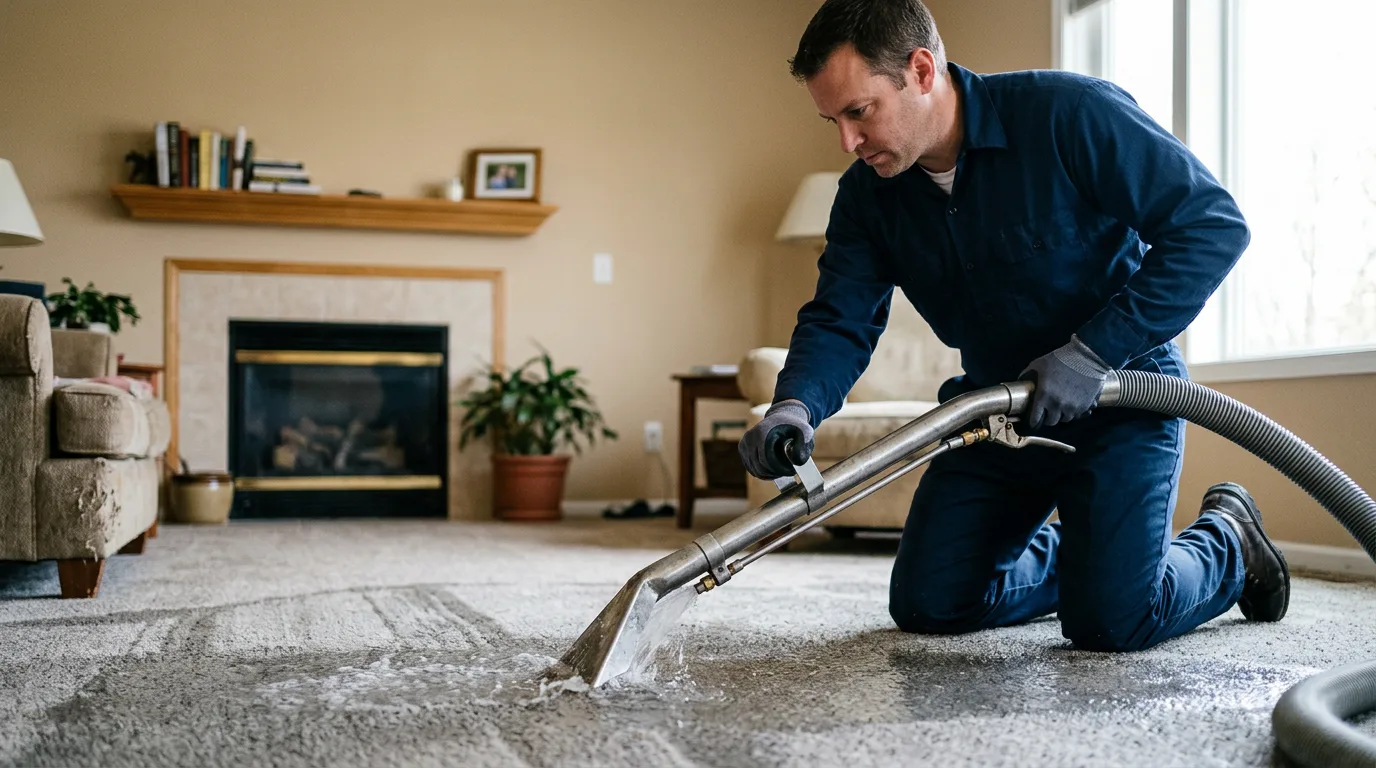 Water damage restoration technician working near Eureka, CA